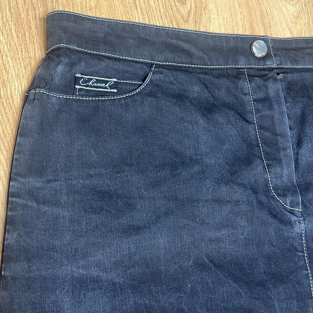 Chanel Sz 42 / US 12 Charcoal Black 100% Cotton Denim Skirt - Picture 5 of 13